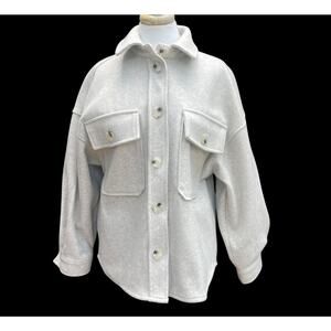 ELODIE Oversized Button-Front Shacket Cream -  Size: Small